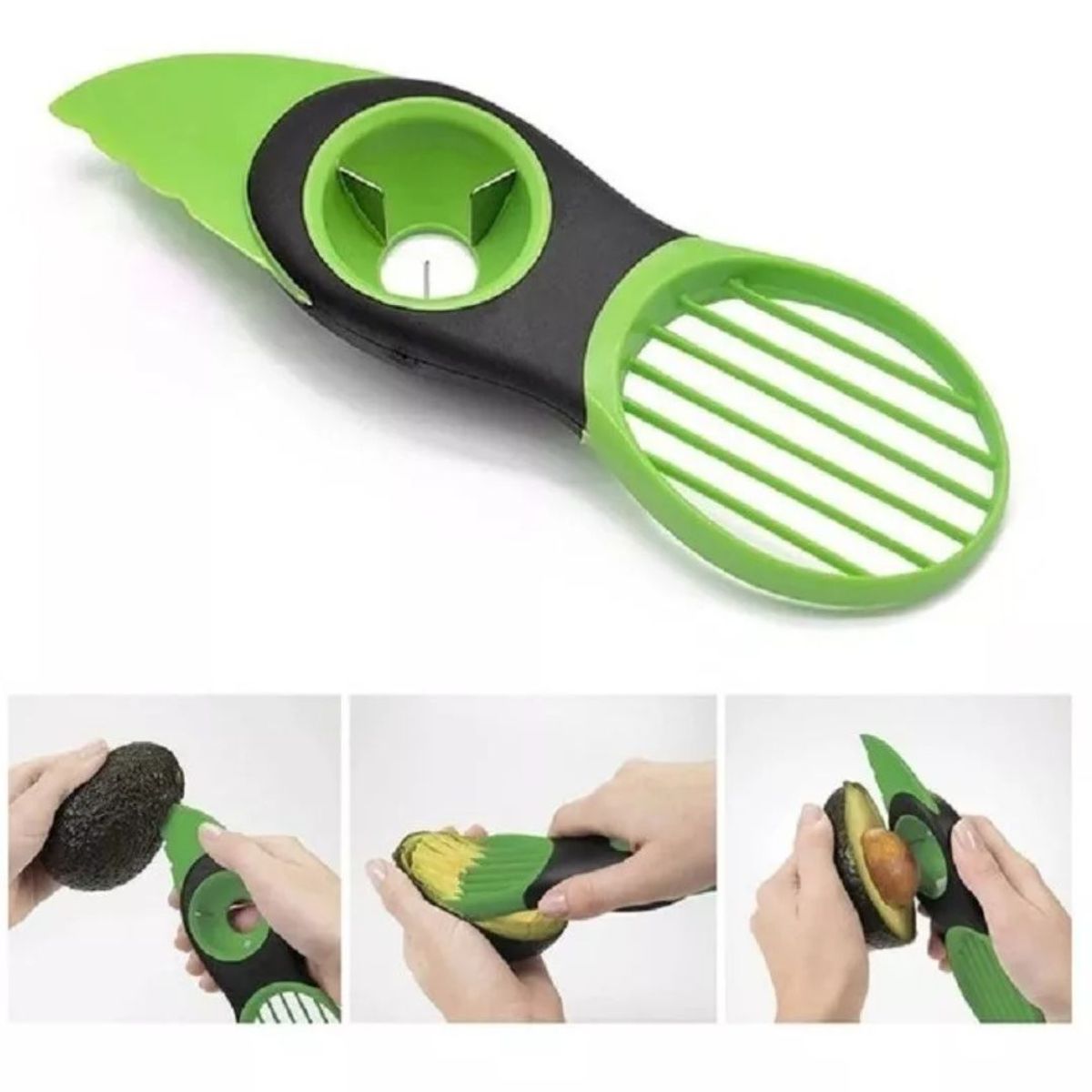 GENERICO - Pack de 2 rebanadores de palta 3 en 1