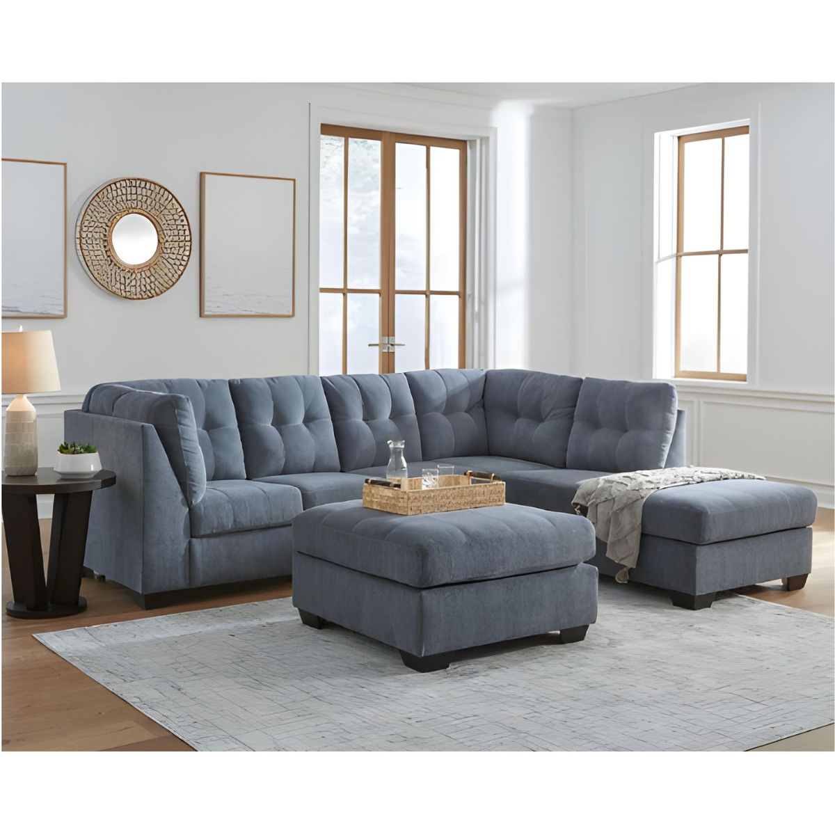 GENERICO - Seccional Derecho Celestia 4 Cuerpos + Banqueta de regalo - Gris