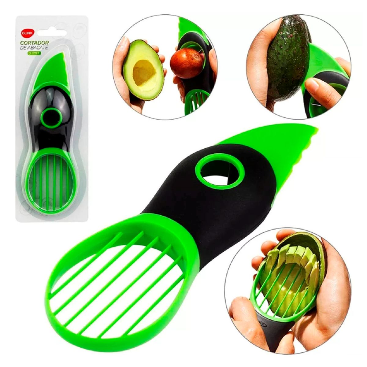 GENERICO - Pack 2 rebanadores de palta 3 en 1