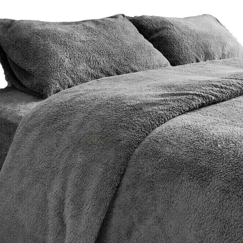 GENERICO - COLCHA DE PELUCHE PELO CORTO QUEEN GRIS OSCURO