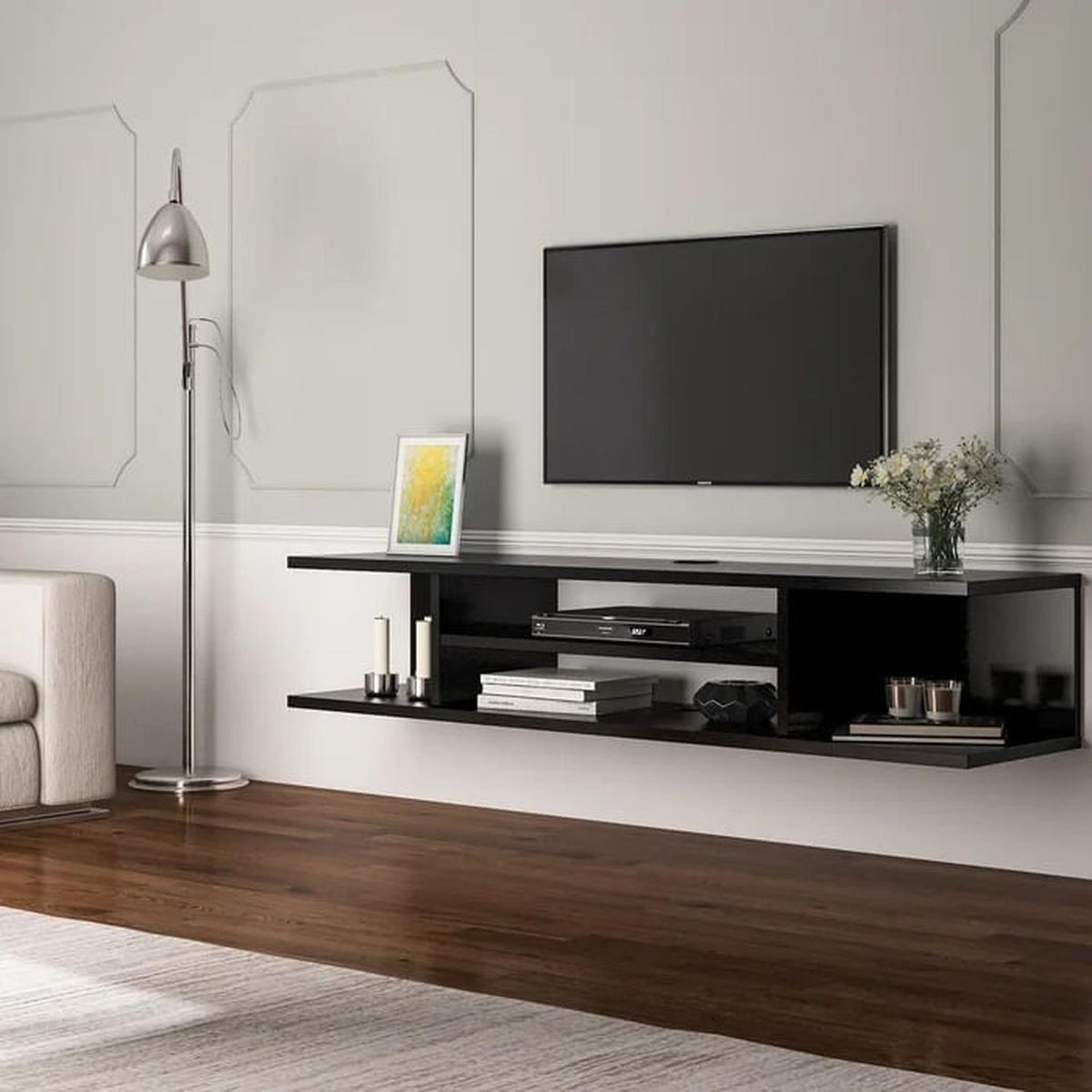 MUEBLES CRISOSTOMO - Mueble para TV Flotante Negro 55 Pulgadas