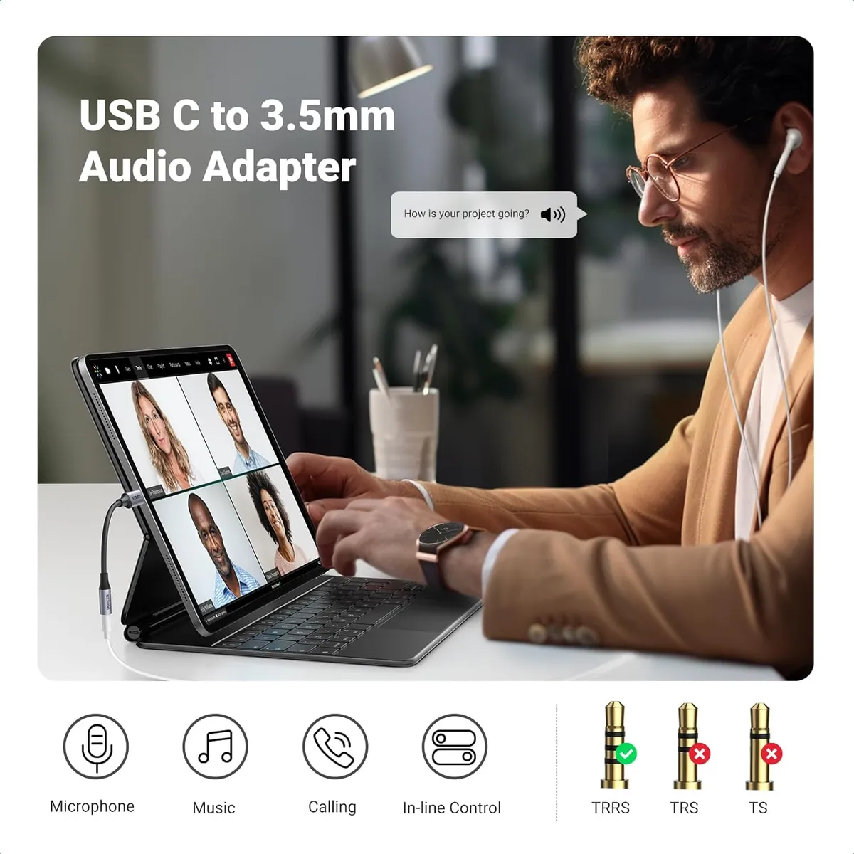 UGREEN - Adaptador USB-C to 3.5mm Jack DAC Auxiliar Hi-Fi Stereo AV161 - 80154