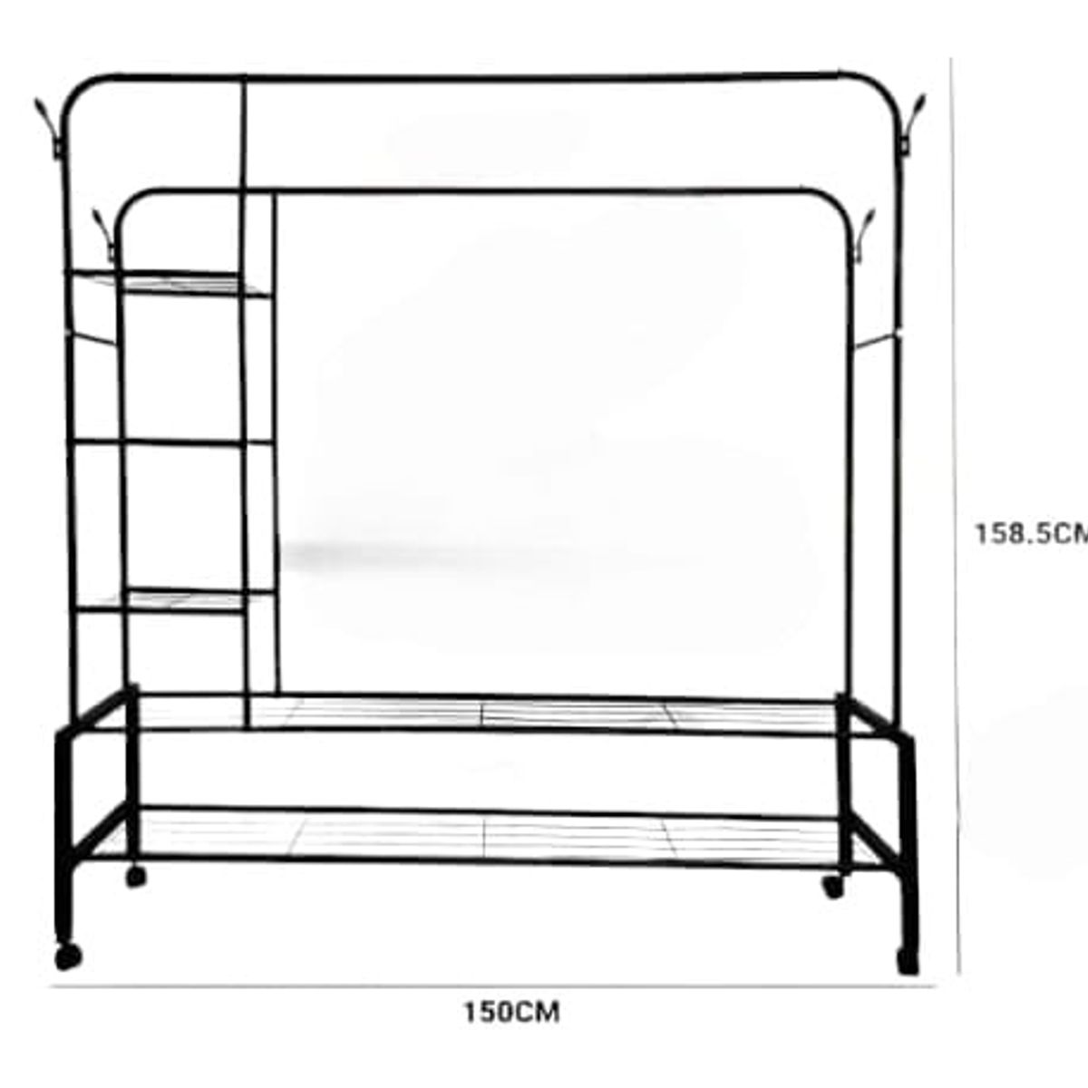 OEM - Perchero 4 en 1 Multifuncional con Ruedas, Ganchos Laterales y Estante