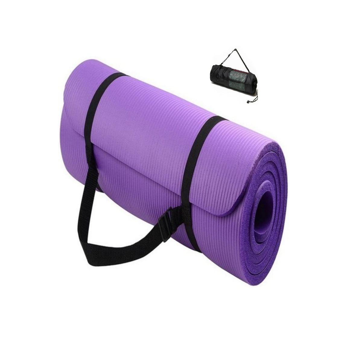 WINNER - Colchoneta Yoga Mat Gruesa 15 mm Bolso y Sujetador Morado
