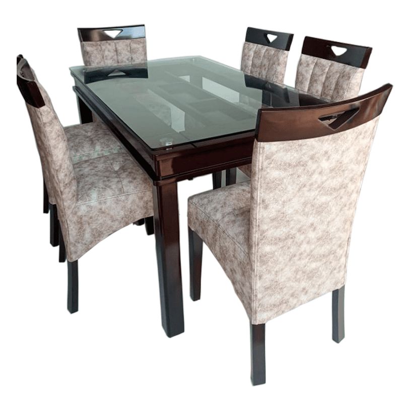 MUEBLES CRISOSTOMO - Juego de Comedor 6 Sillas Beige Nieve