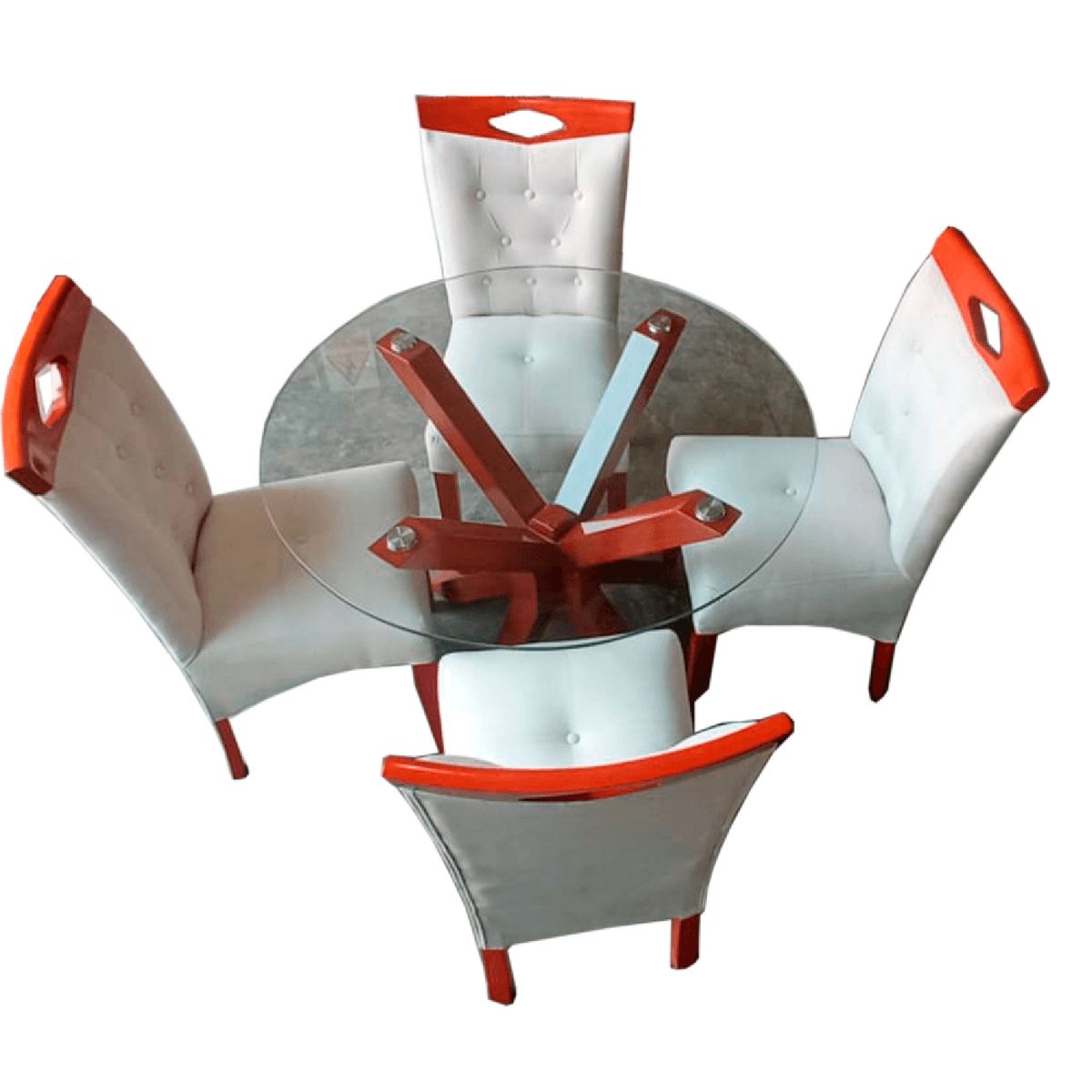 MUEBLES CRISOSTOMO - Juego de Comedor 4 Sillas Redondo Natural