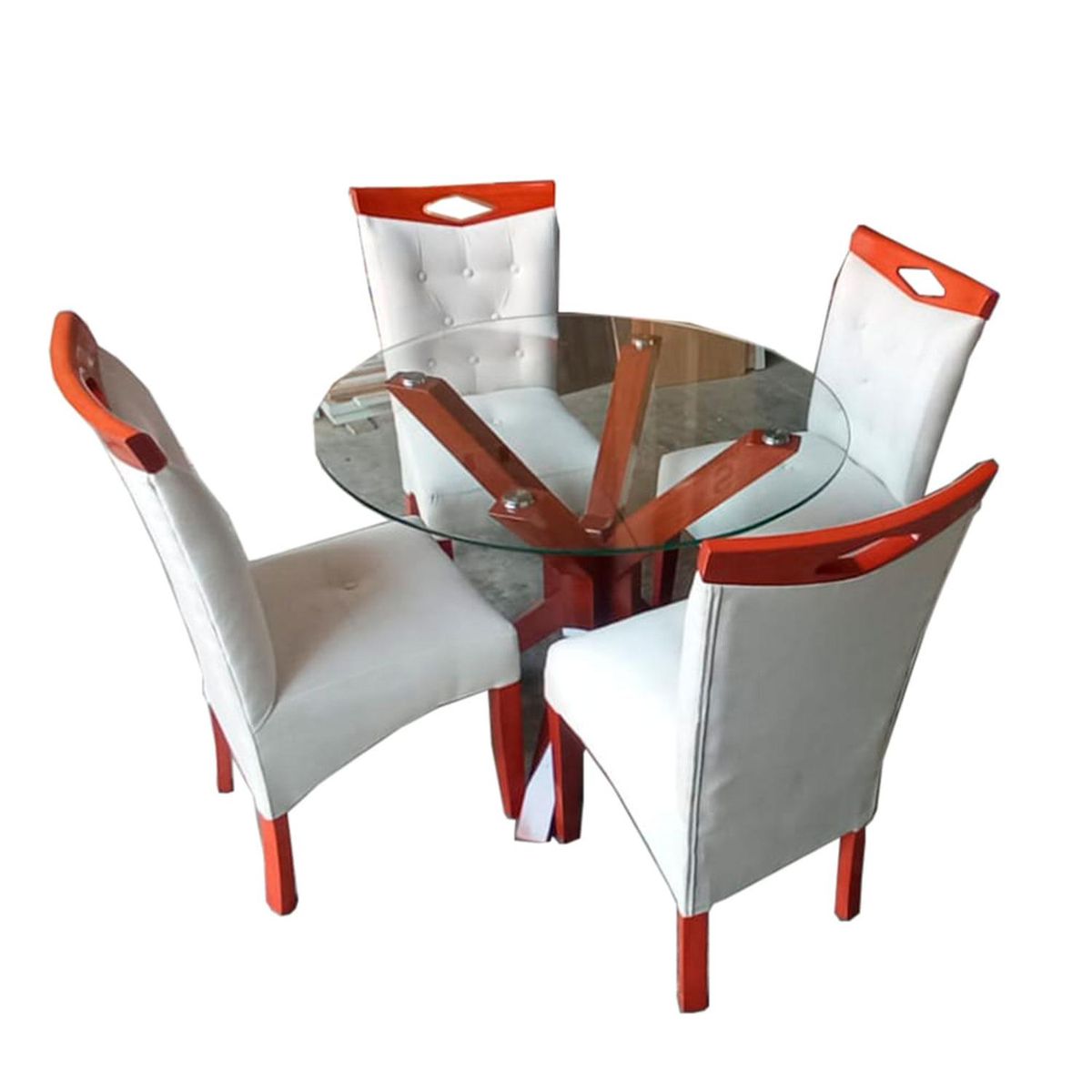 MUEBLES CRISOSTOMO - Juego de Comedor 4 Sillas Redondo Natural