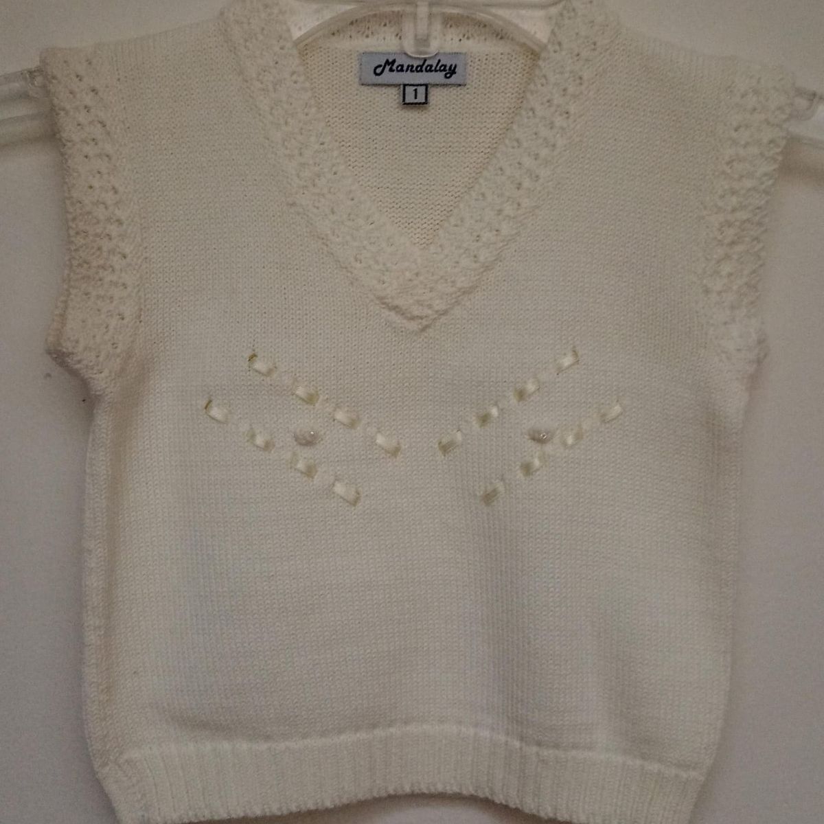 GENERICO - Pullover Chaleco con borde Niña Hueso Mandalay Knits