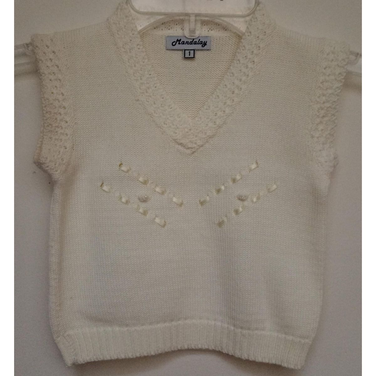 GENERICO - Pullover Chaleco con borde Niña Hueso Mandalay Knits