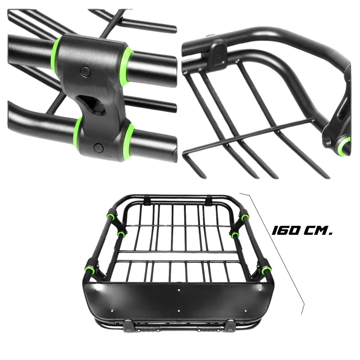 TECGO - PARRILLA DE TECHO CANASTILLA DE HIERRO DE 160CM UNIVERSAL