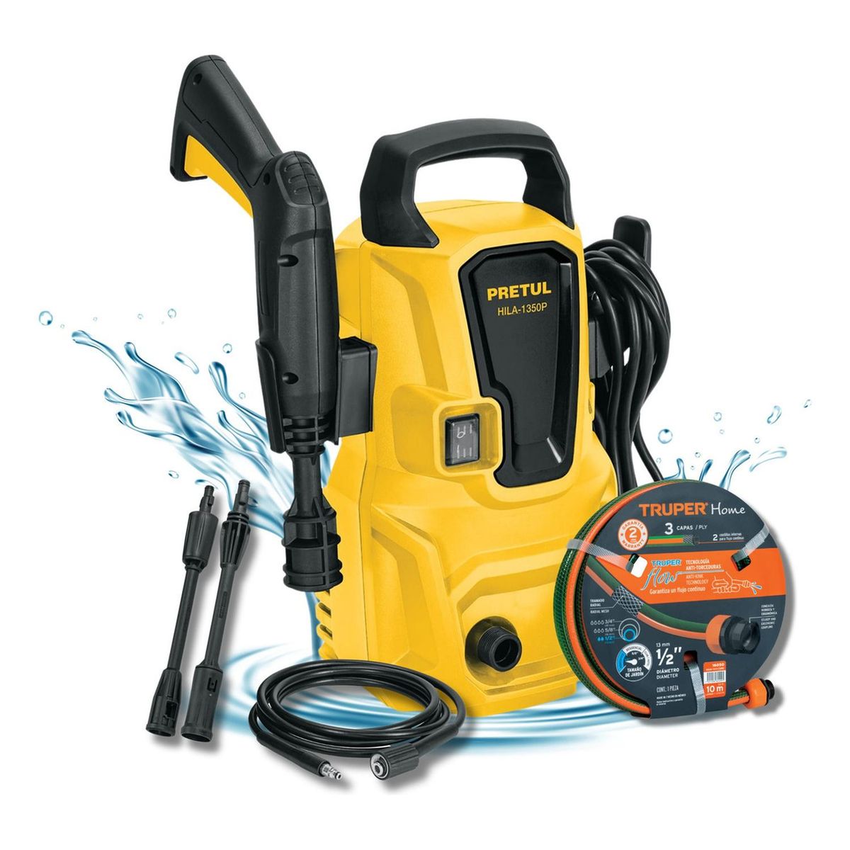 PRETUL - Hidrolavadora electrica 1350psi  Pretul + manguera 10 metros