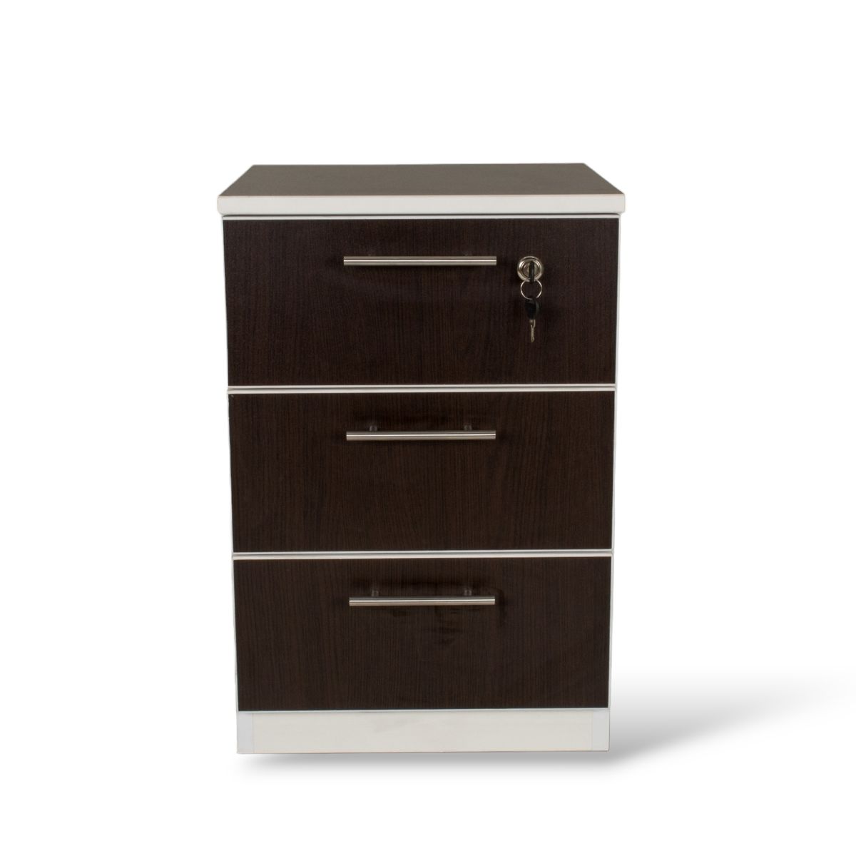 MUEBLES MACRUMO - Velador 3 Cajones + Cerradura. Color Wengue