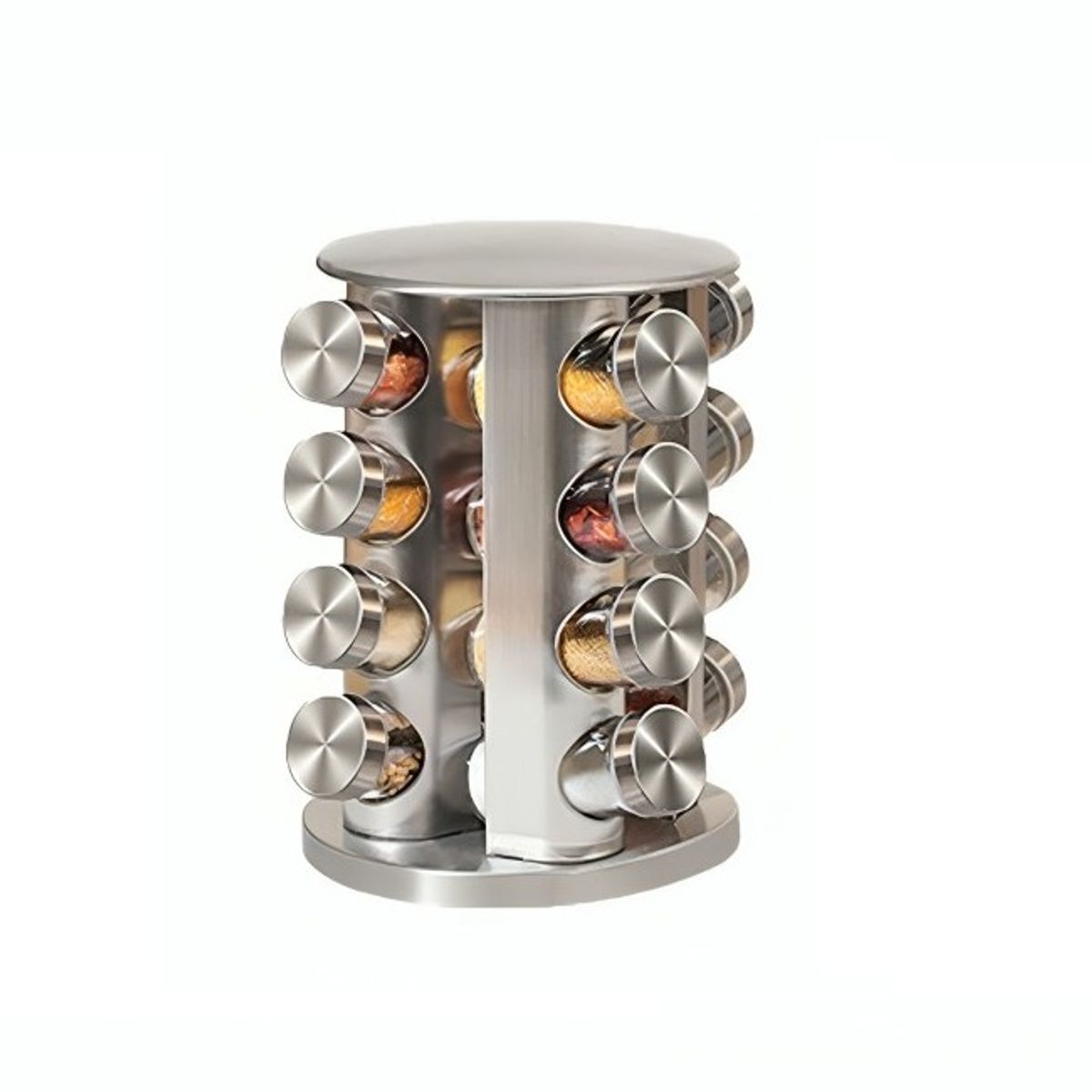 GENERICO - Estante de 16 envases  giratorio de acero inoxidable
