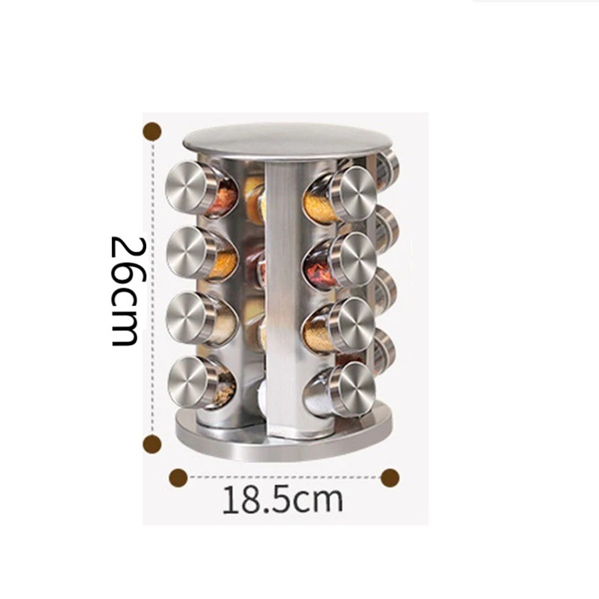 GENERICO - Estante giratorio de acero inoxidable 16 envases
