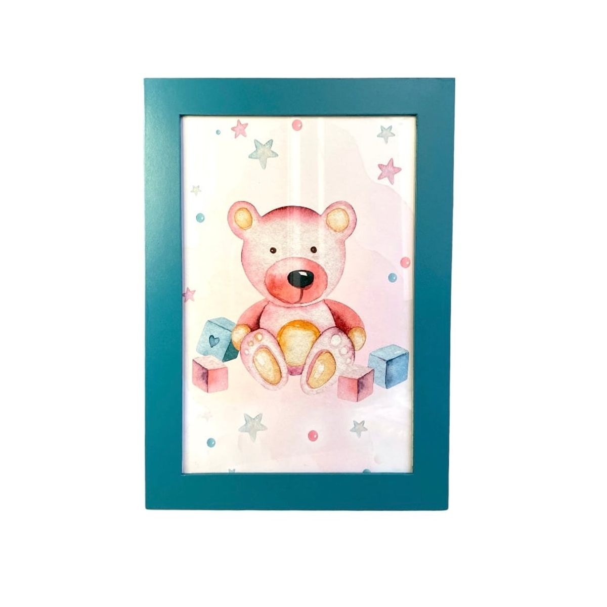 GENERICO - Cuadro Infantil Oso Vinilo Marco De Madera 34 x 24 cm