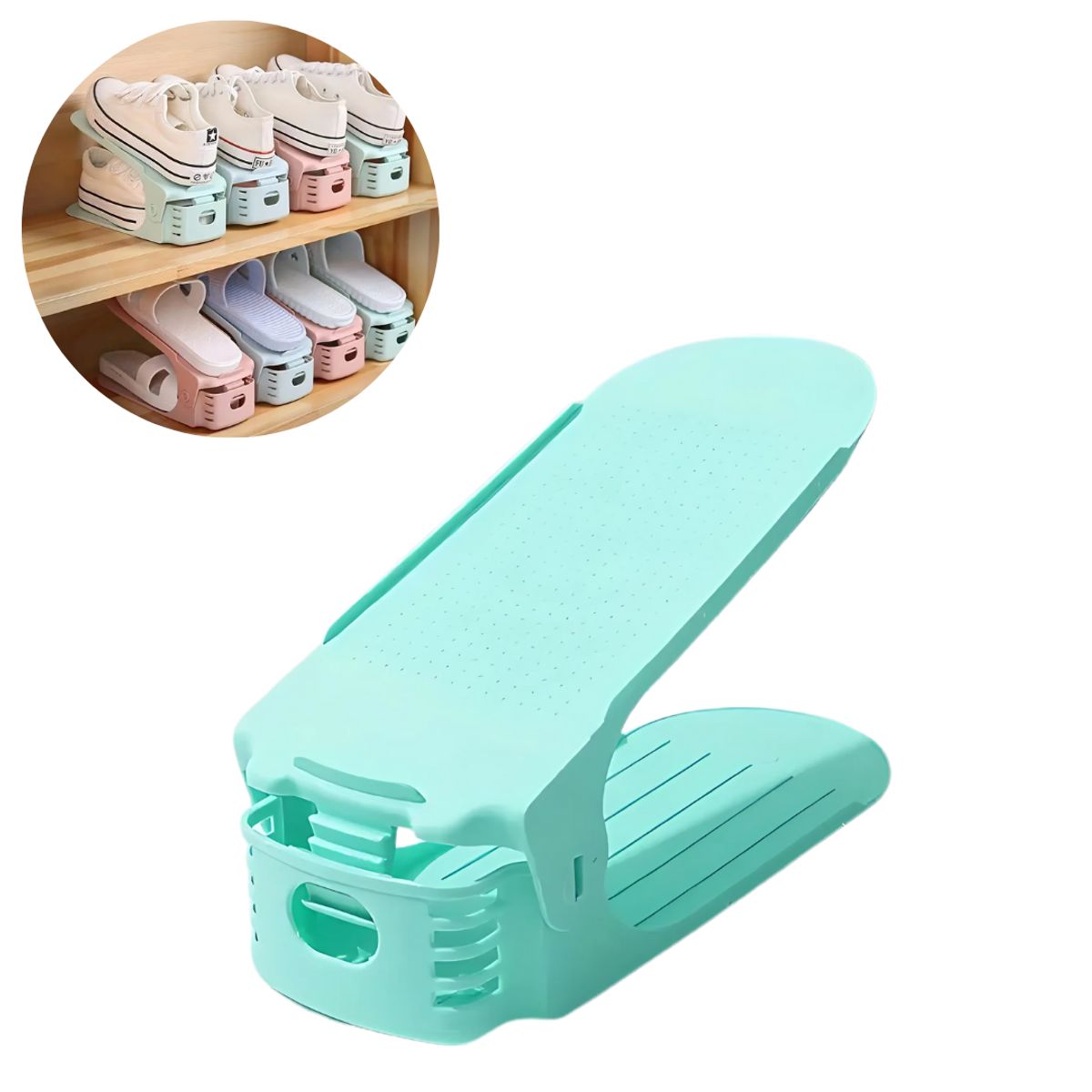 GENERICO - Set de 10 Organizadores de Zapatos de altura ajustable - Verde - M