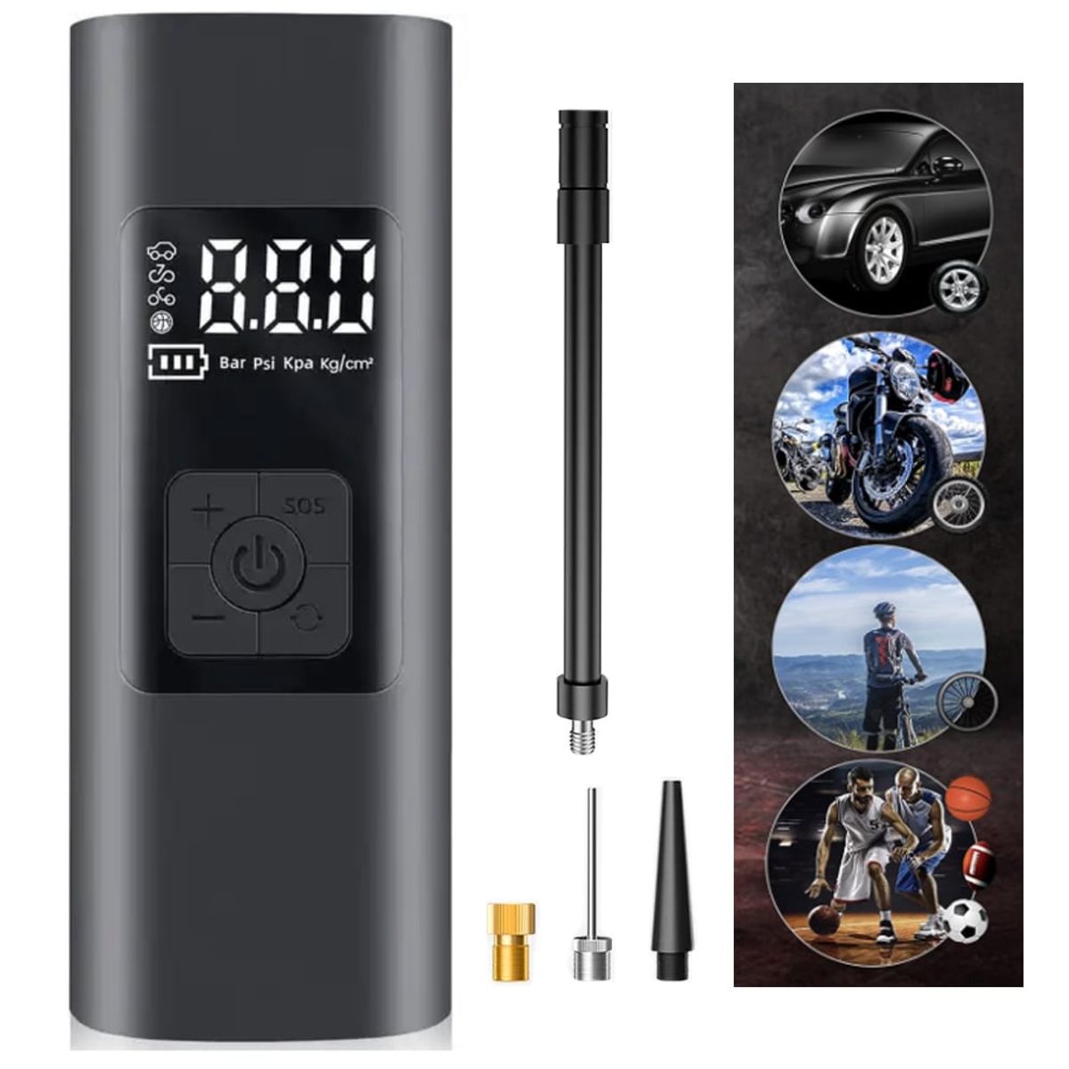 SEISA - Inflador de Llantas Multifuncional Compresor de Aire Portátil AF-C04