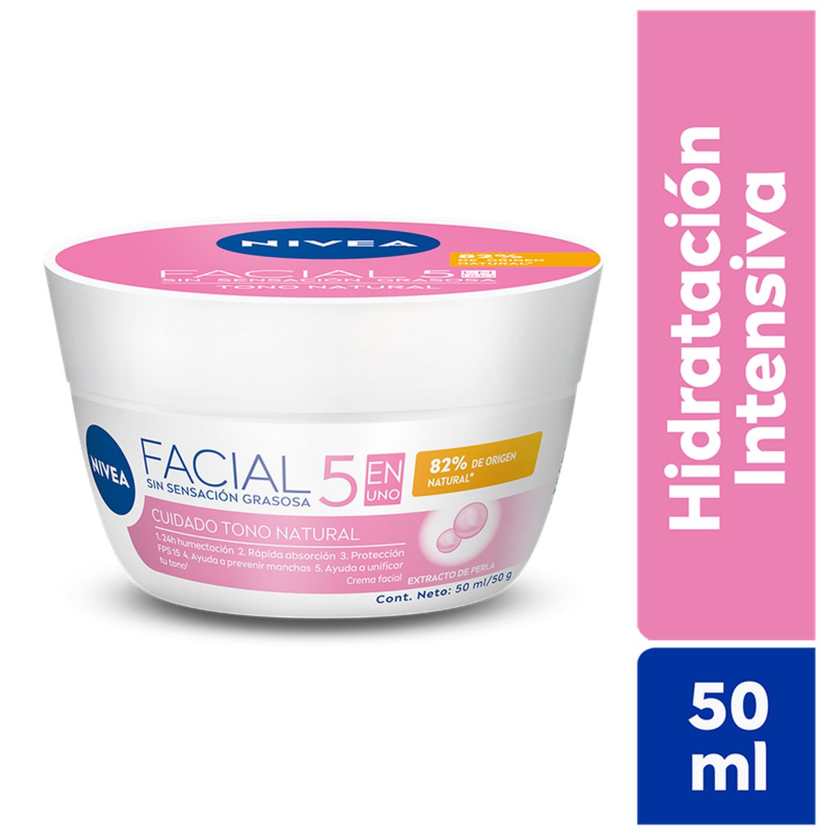 NIVEA - NIVEA Crema Hidratante Facial 5 en 1 Cuidado Tono Natural 50ML