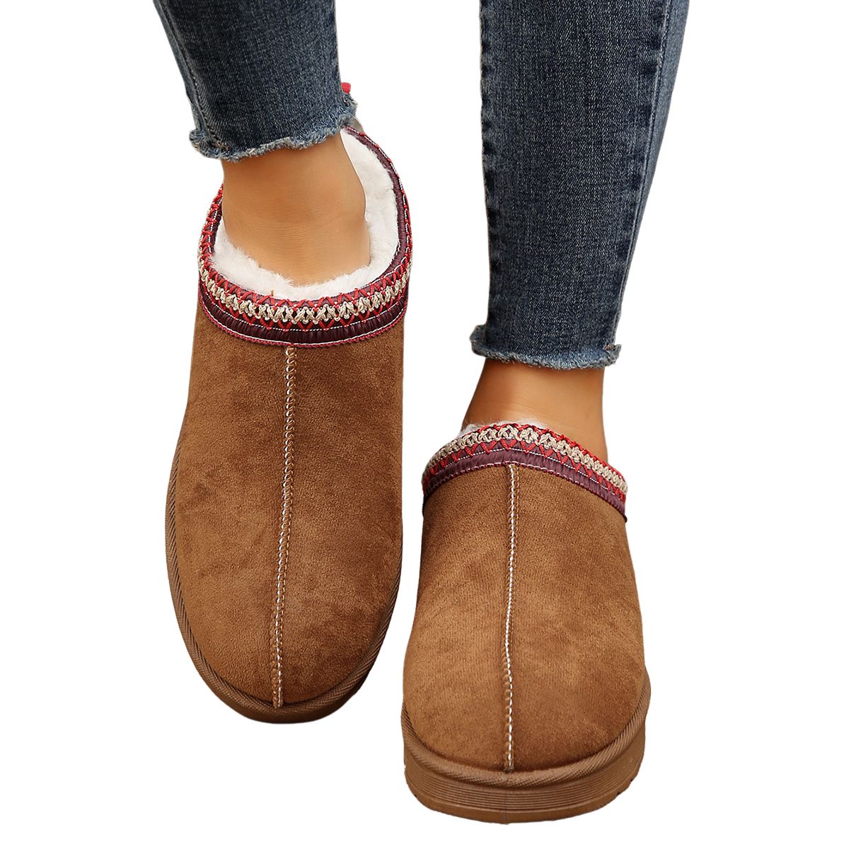 BLWOENS - Botas bajas de moda de algodón para Mujer -Café