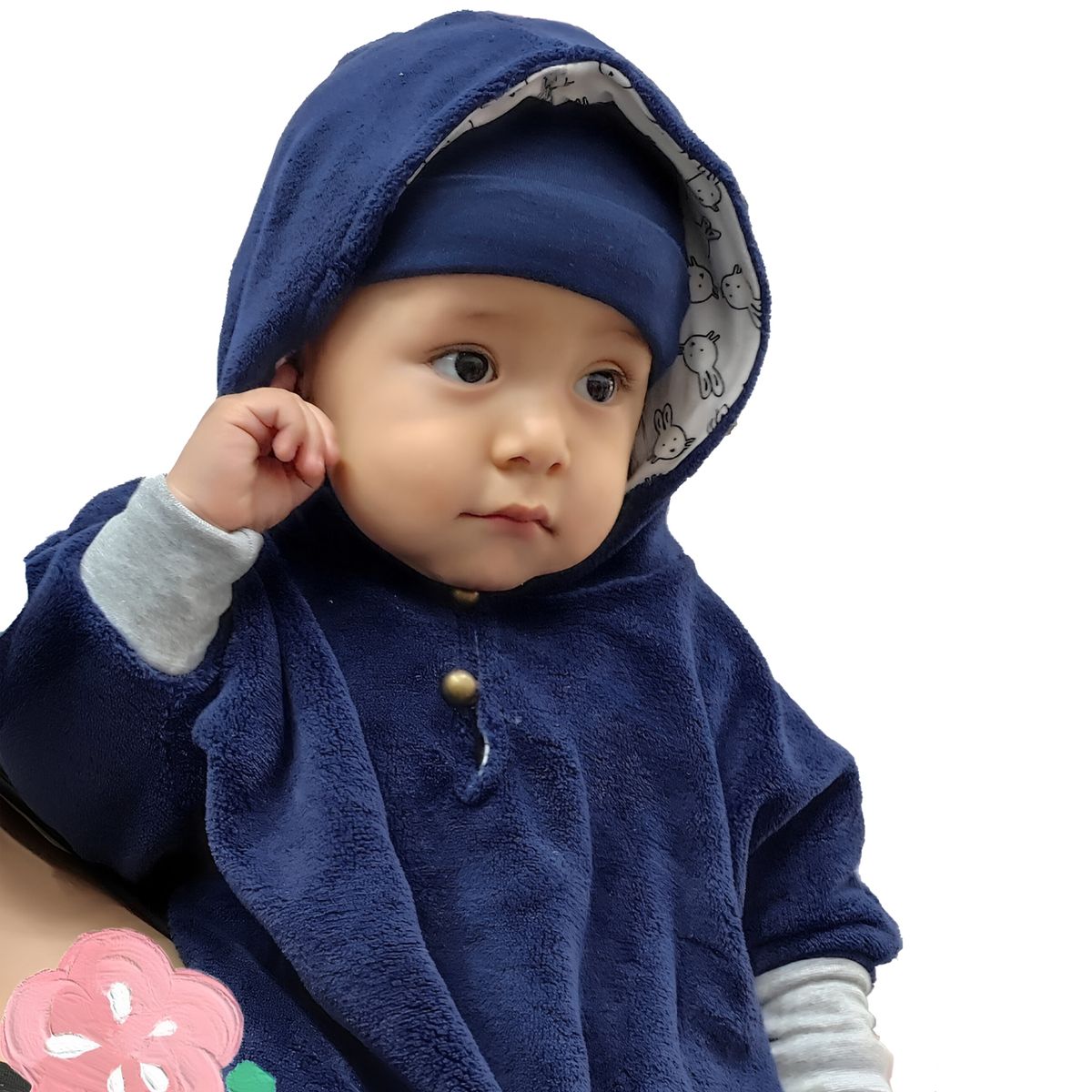 GENERICO - Conjunto Bebé Poncho y Pantalón AzulCA