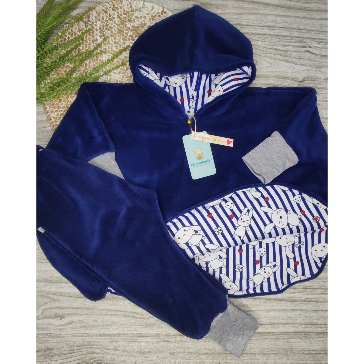 GENERICO - Conjunto Bebé Poncho y Pantalón AzulCA