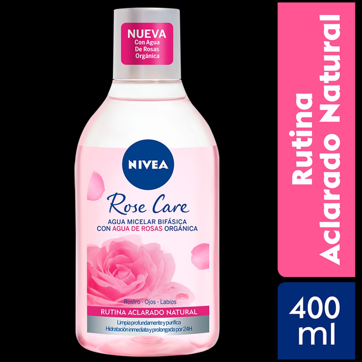 NIVEA - Agua Micelar Bifásica Rose Petals NIVEA con Agua de Rosas 400ML