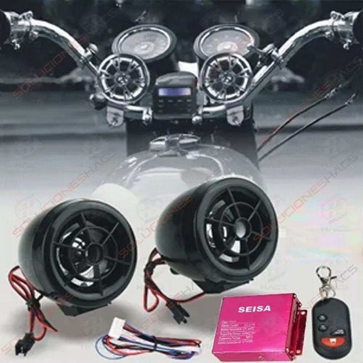 OEM - Kit Parlante Bocina MP3 Bluetooth con Alarma para Moto