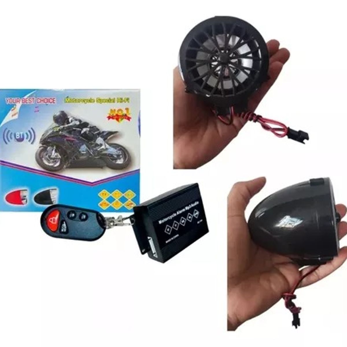 OEM - Kit Parlante Bocina MP3 Bluetooth con Alarma para Moto