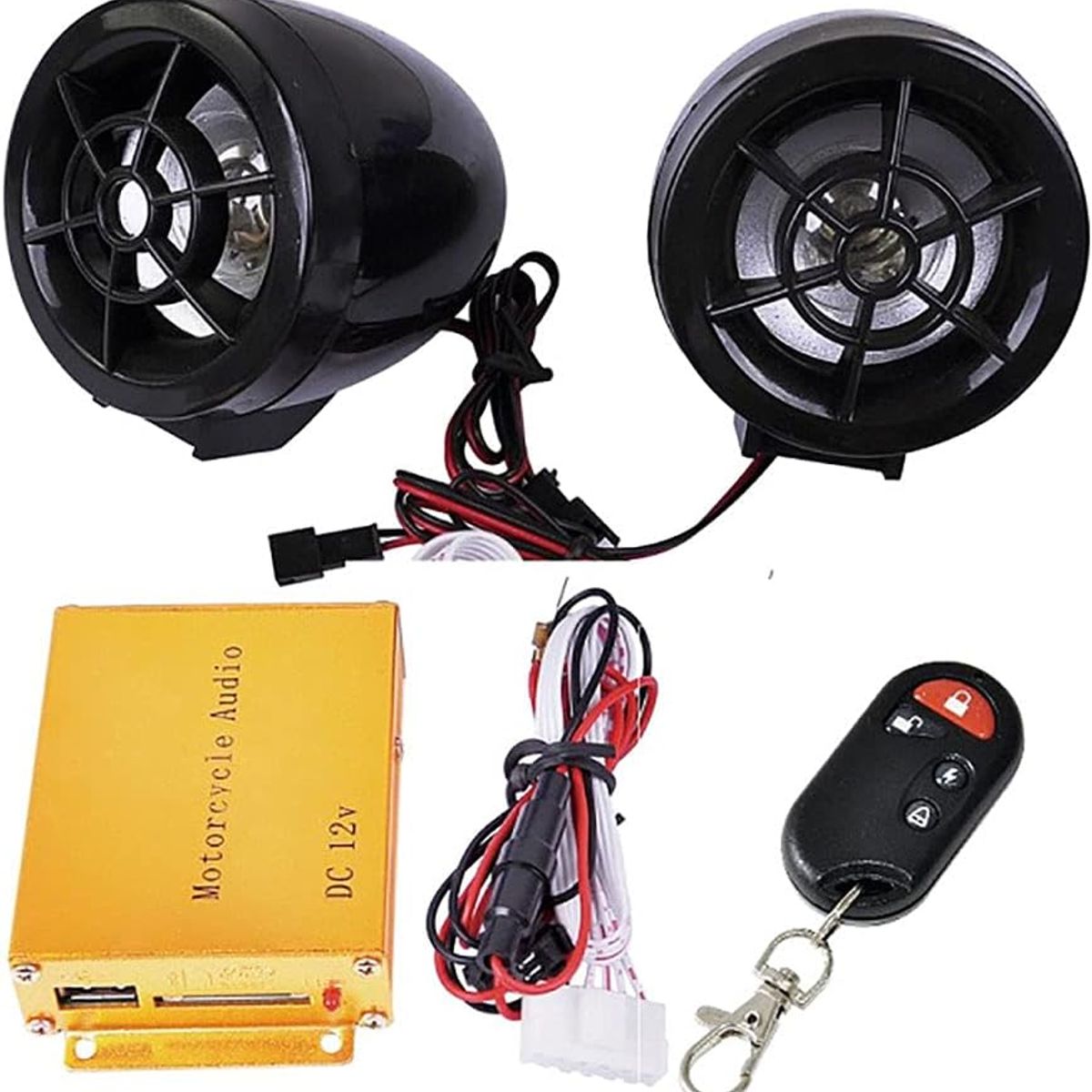 GENERICO - Kit Parlante Bocina MP3 Bluetooth con Alarma para Moto