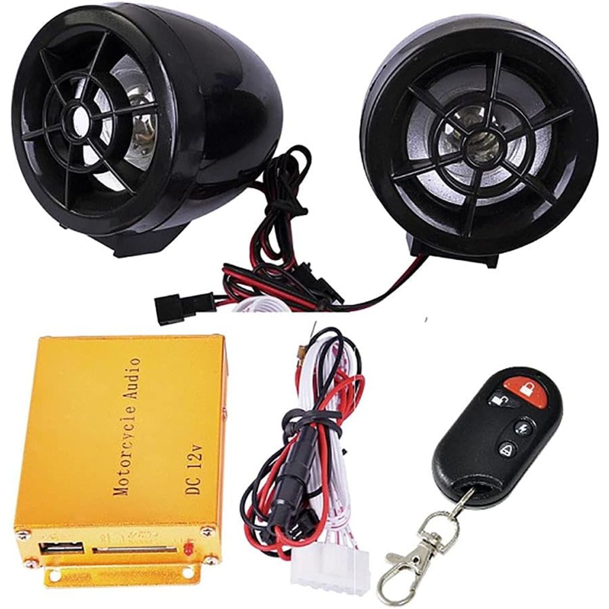 GENERICO - Kit Parlante Bocina MP3 Bluetooth con Alarma para Moto