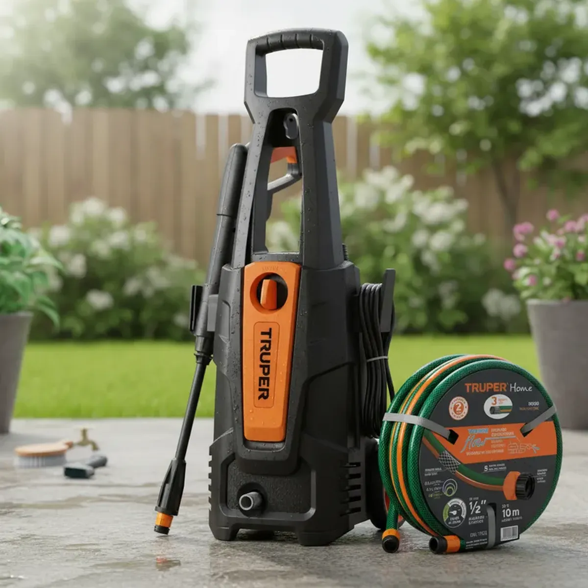 Truper - Hidrolavadora electrica 1800 psi + manguera 10m Truper