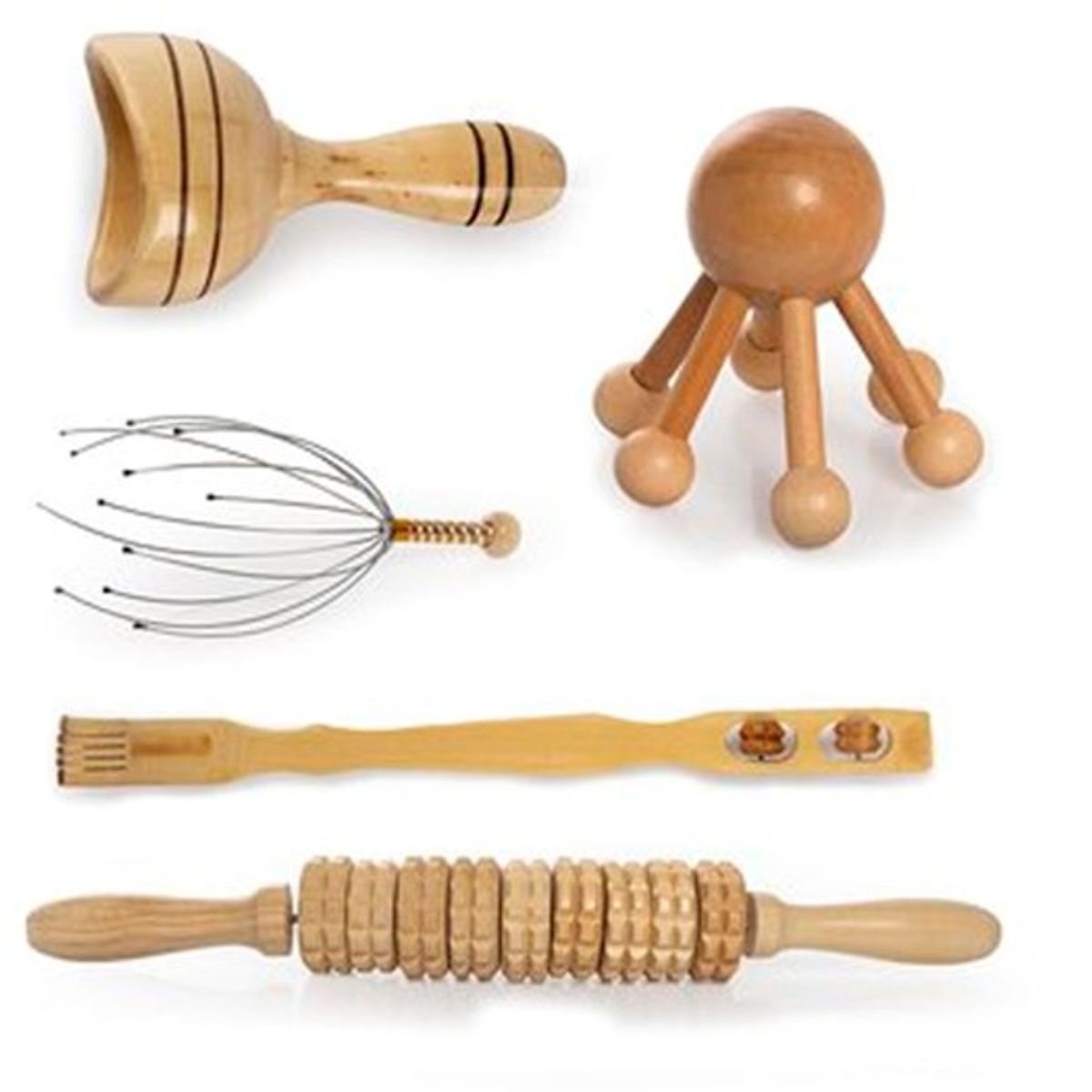 GENERICO - Set Masajeadores Reductor Moldeador Rodillo de Madera