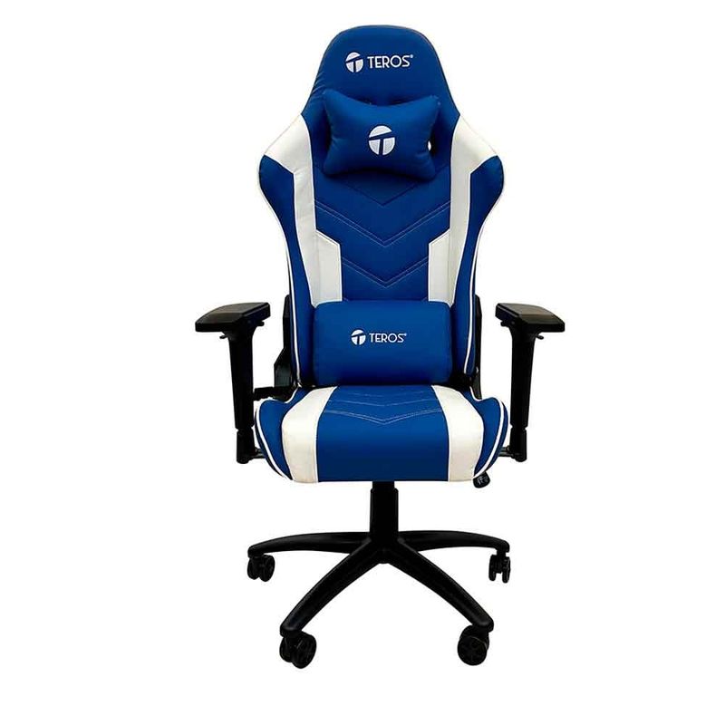 TEROS - Silla Gamer Teros Reposabrazo 4D Estructura Metal AzulBlanco TE-8126B