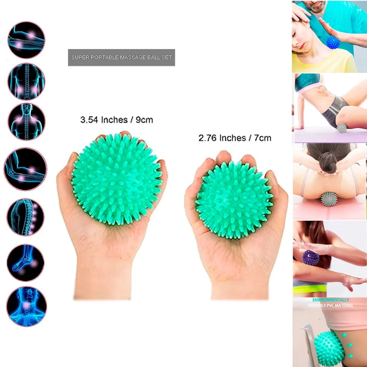 GENERICO - Set 2 Pelotas Masajeador Corporal Pies y Terapia Muscular AS