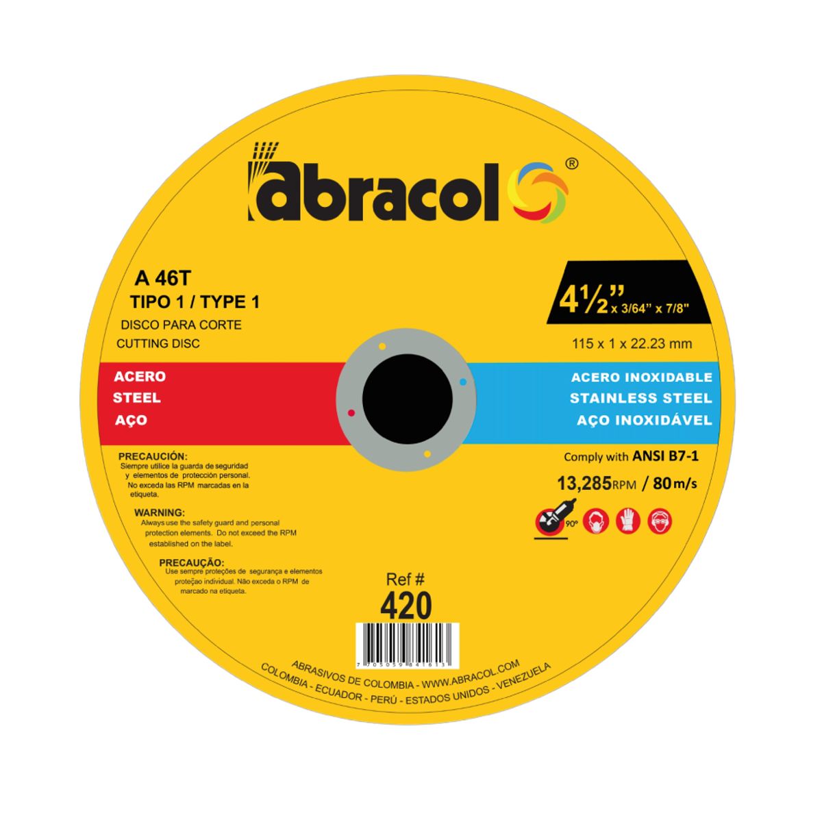 ABRACOL - DISCO DE CORTE FINO DOBLE PROPOSITO 9 X 1.6 X 7/8