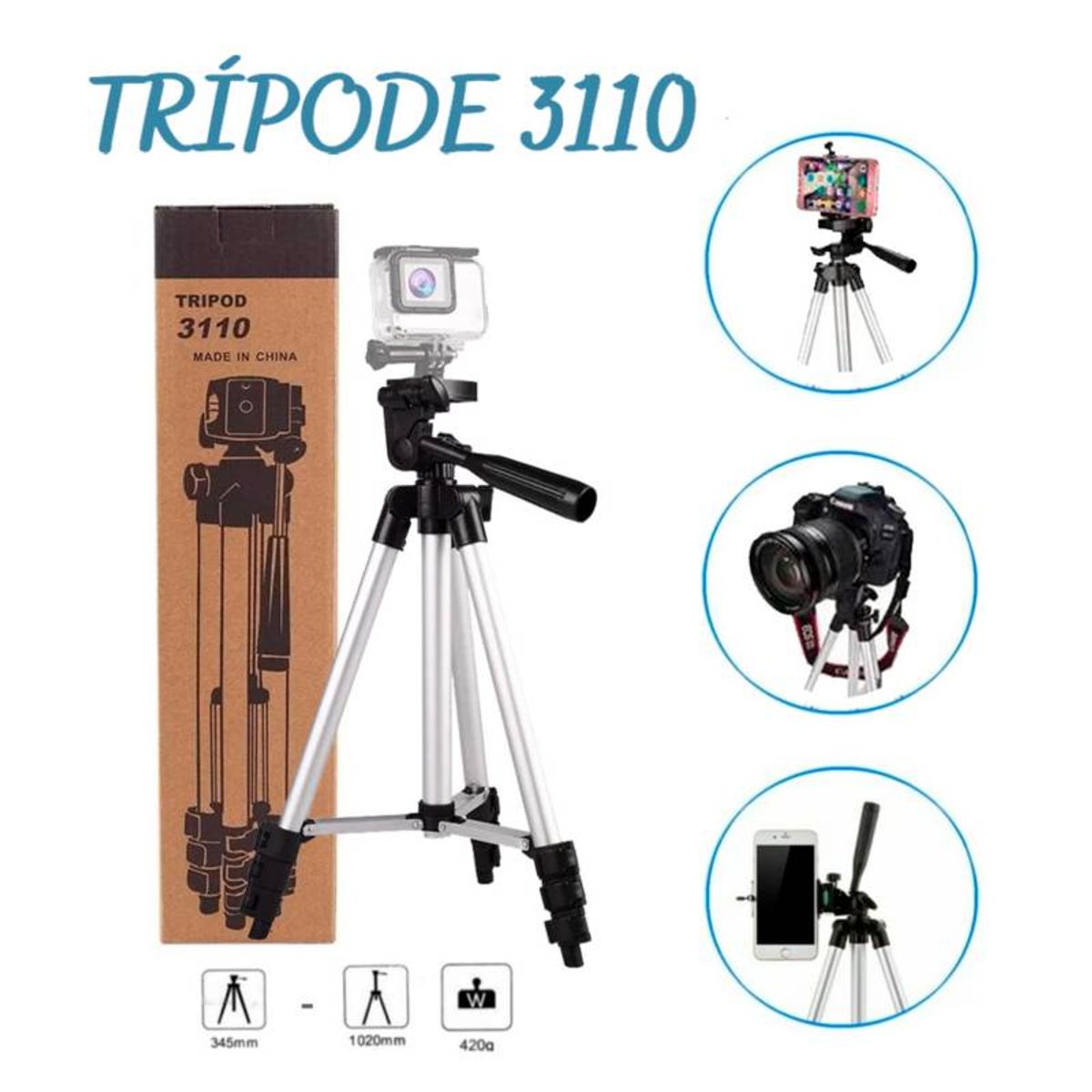 OEM - Trípode Profesional para Celular y Cámara Hasta 102 cm