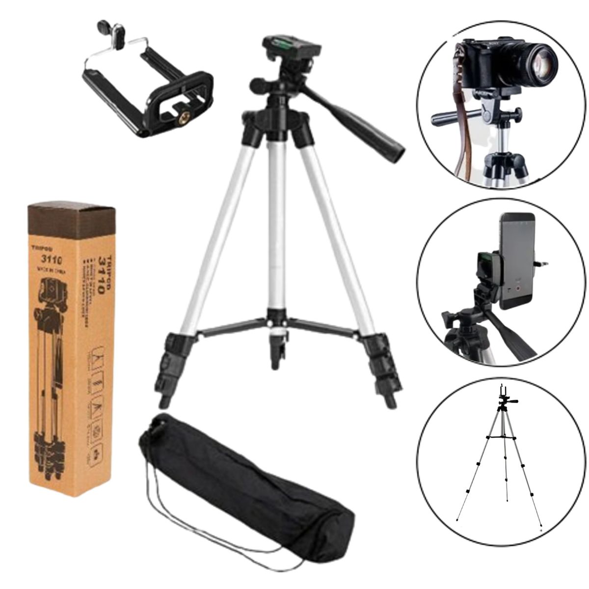 OEM - Trípode Profesional para Celular y Cámara Hasta 102 cm