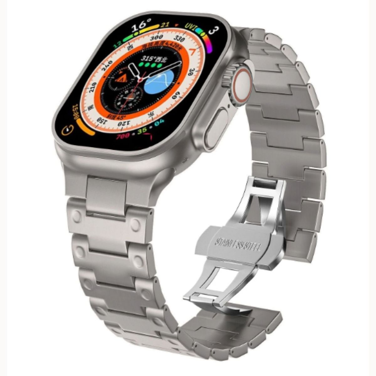 URVOI - Correa De Titanio Para Apple Watch Double Point Gris 42-44-45-49mm