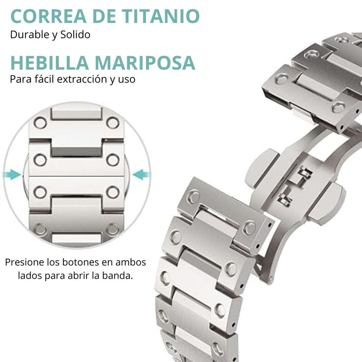 URVOI - Correa De Titanio Para Apple Watch Double Point Gris 42-44-45-49mm