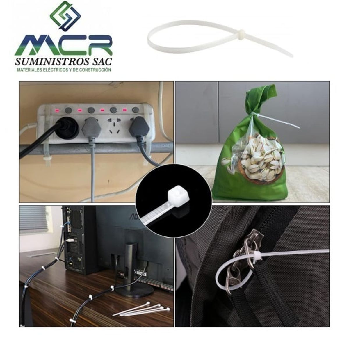 GENERICO - AMARRA CABLE CINTILLO DE 4.8 MM DE ANCHO X 300 MM DE LARGO BLANCO