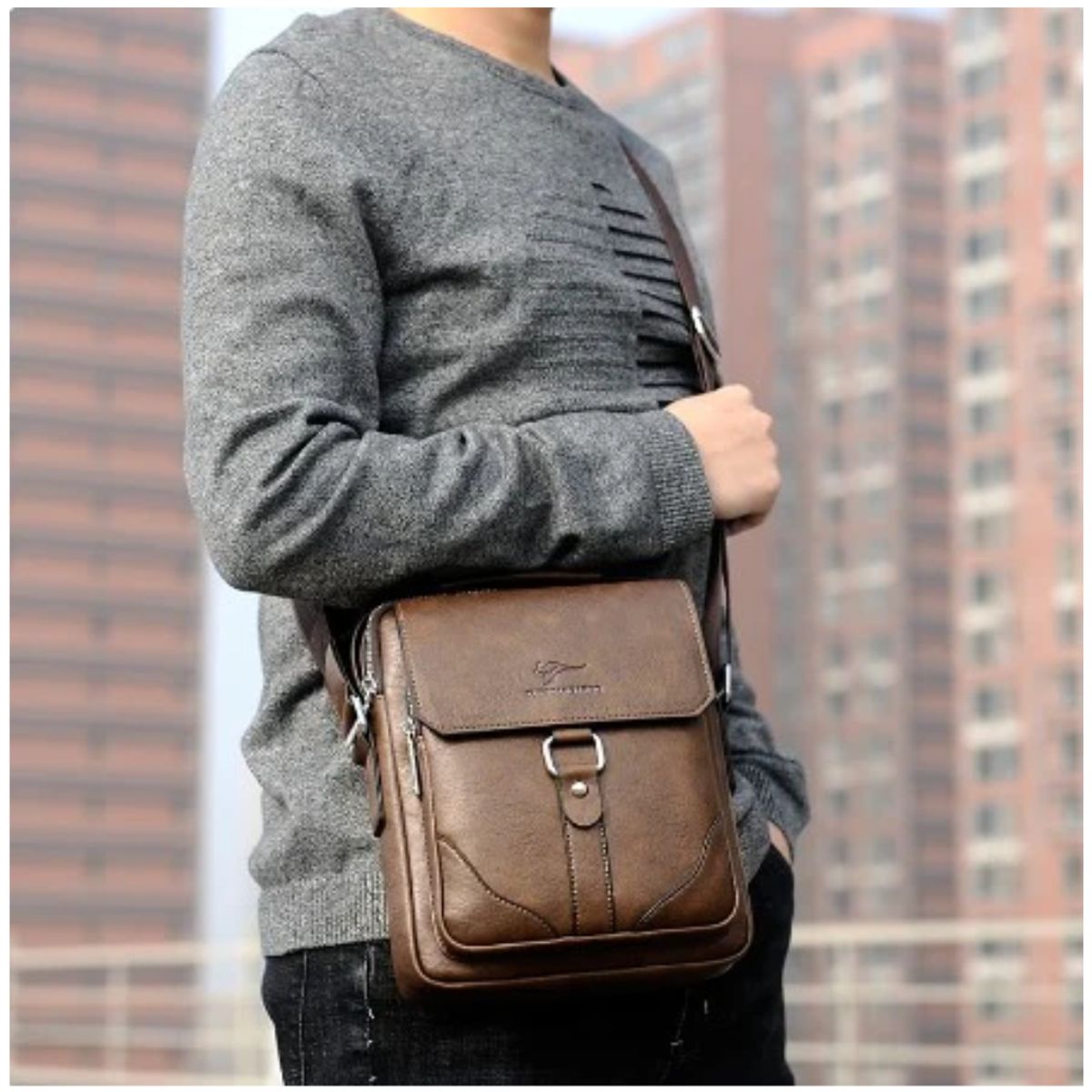 INSPIRA MARKET - Morral Bolso para Hombre Elegante Cuero PU