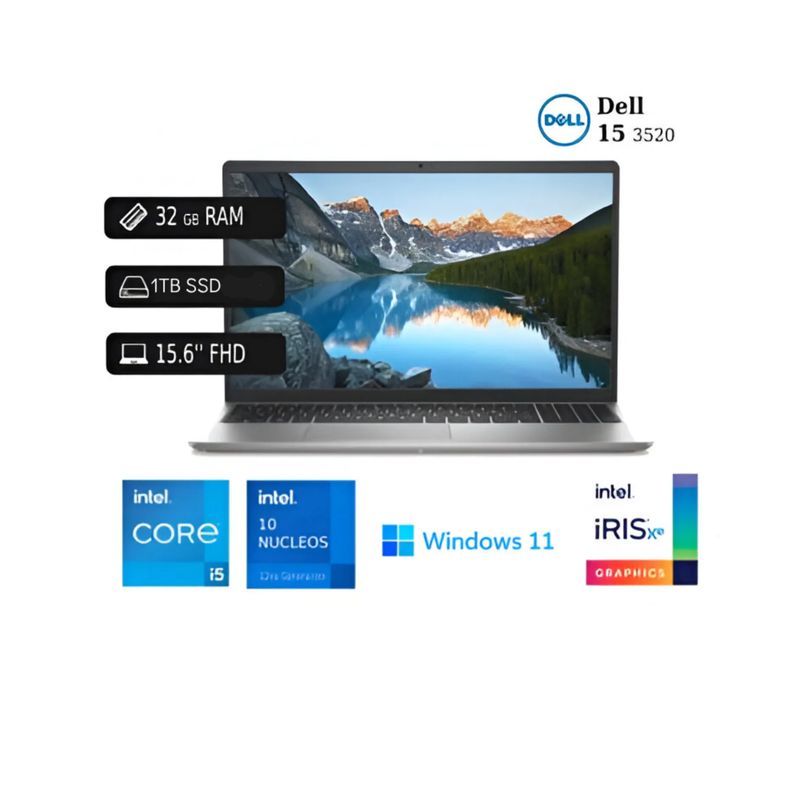 DELL - Laptop Dell 15 3520 Intel Core I5 12va 32GB RAM 1TB SSD + USB 128GB  15.6 FHD