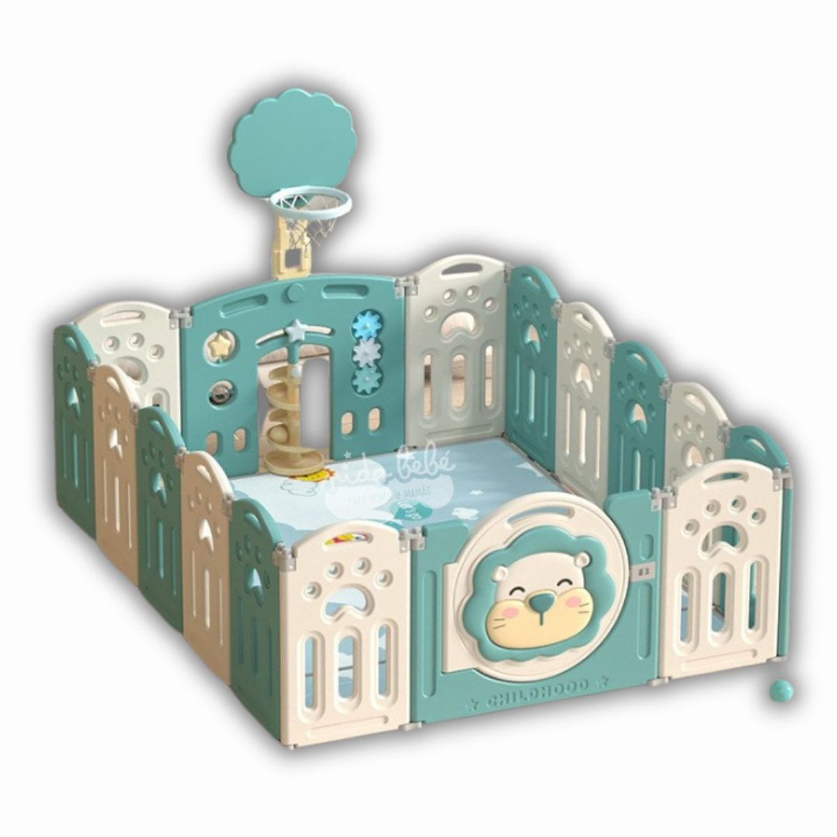 GENERICO - CORRALITO INFANTIL PLEGABLE LEONCITO VERDE 150 x180 MTS