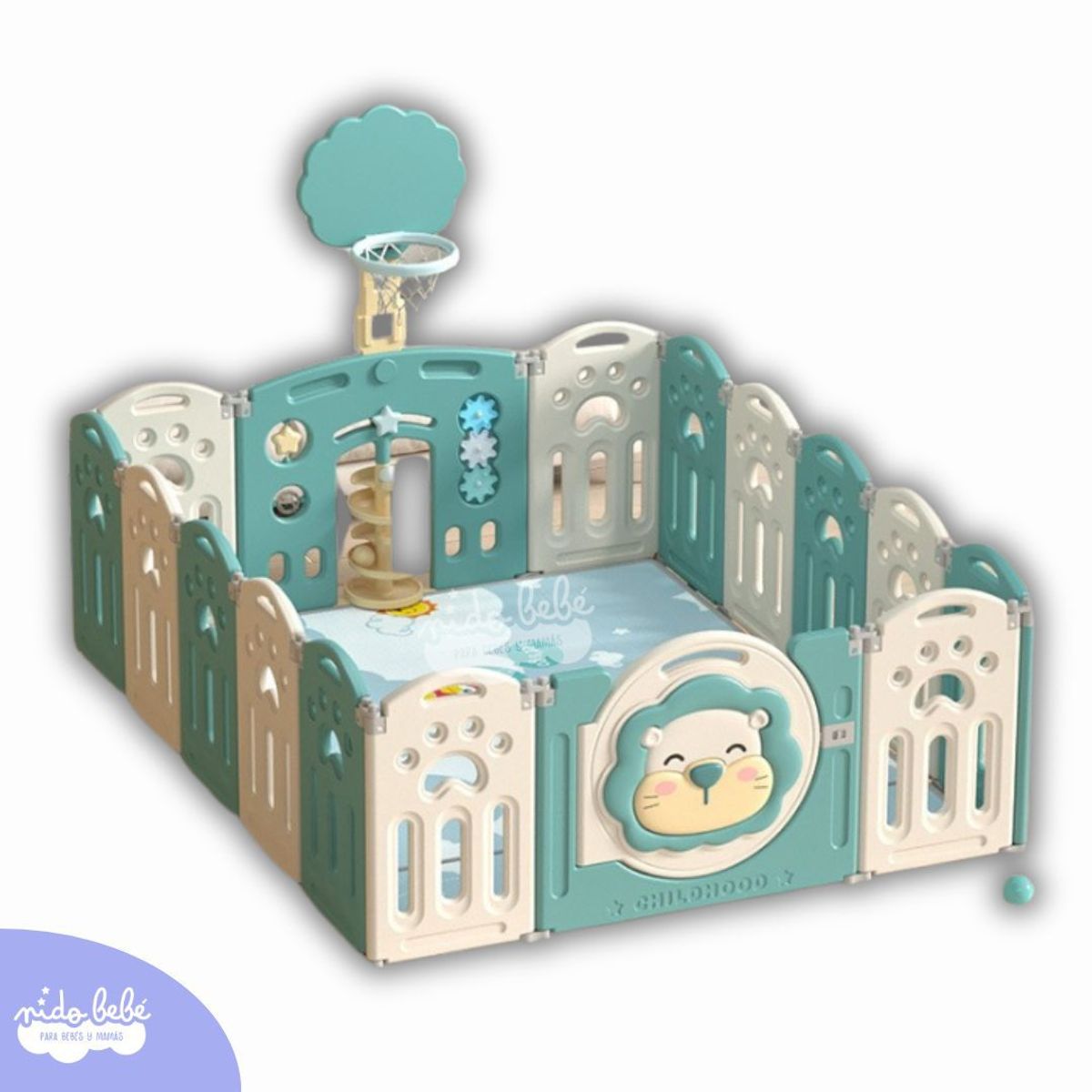 GENERICO - CORRALITO INFANTIL PLEGABLE LEONCITO VERDE 150 x180 MTS