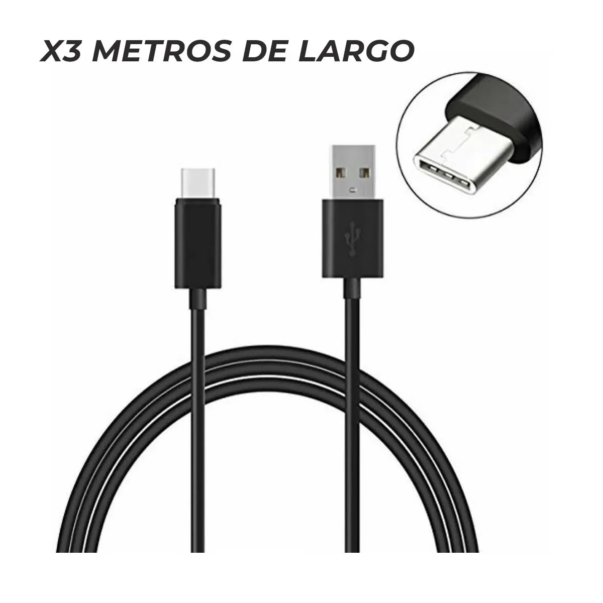 SEISA - Cable de Carga para Mando PS5 Dualsense x 3 Metros.