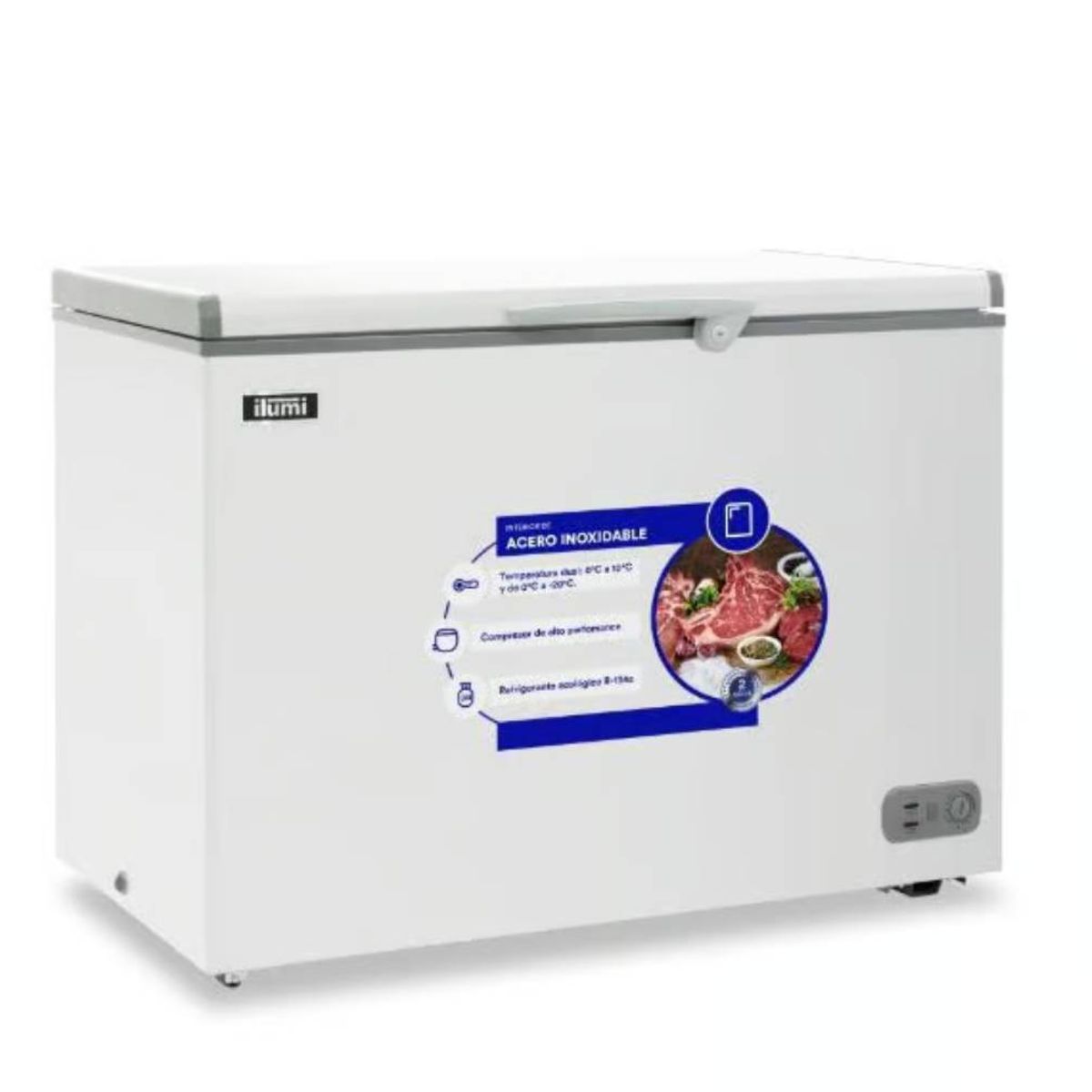 ILUMI - CONGELADOR 340L CON TINA DE ACERO INOXIDABLE TFI-3400WH - BLANCO