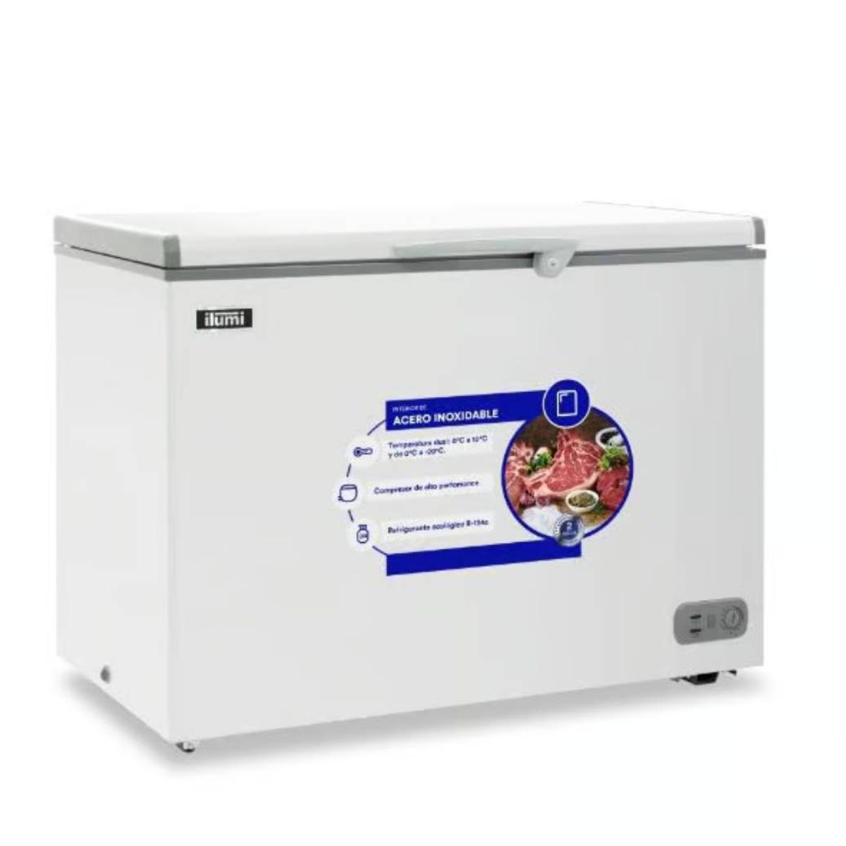 ILUMI - CONGELADOR 340L CON TINA DE ACERO INOXIDABLE TFI-3400WH - BLANCO