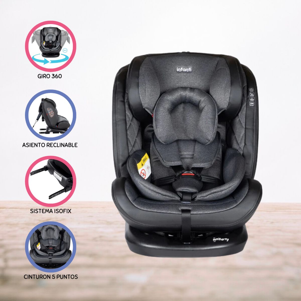 INFANTI - Silla De Auto Convertible INFANTI »I-GIRO 360º» Dark Grey