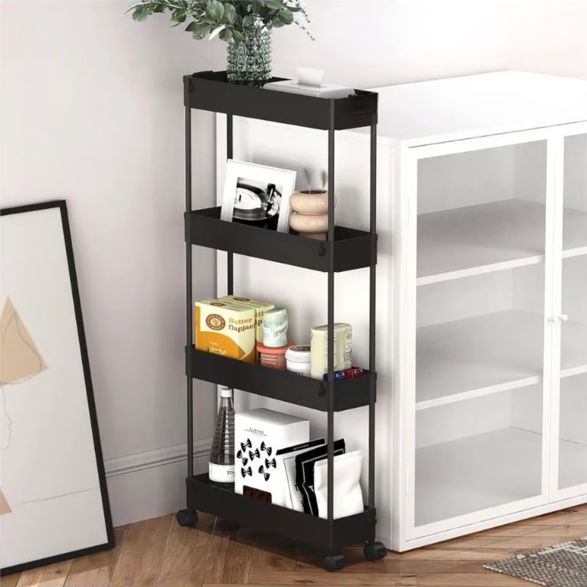 GENERICO - Estante Rack Baño Multiusos de 4 Niveles Negro