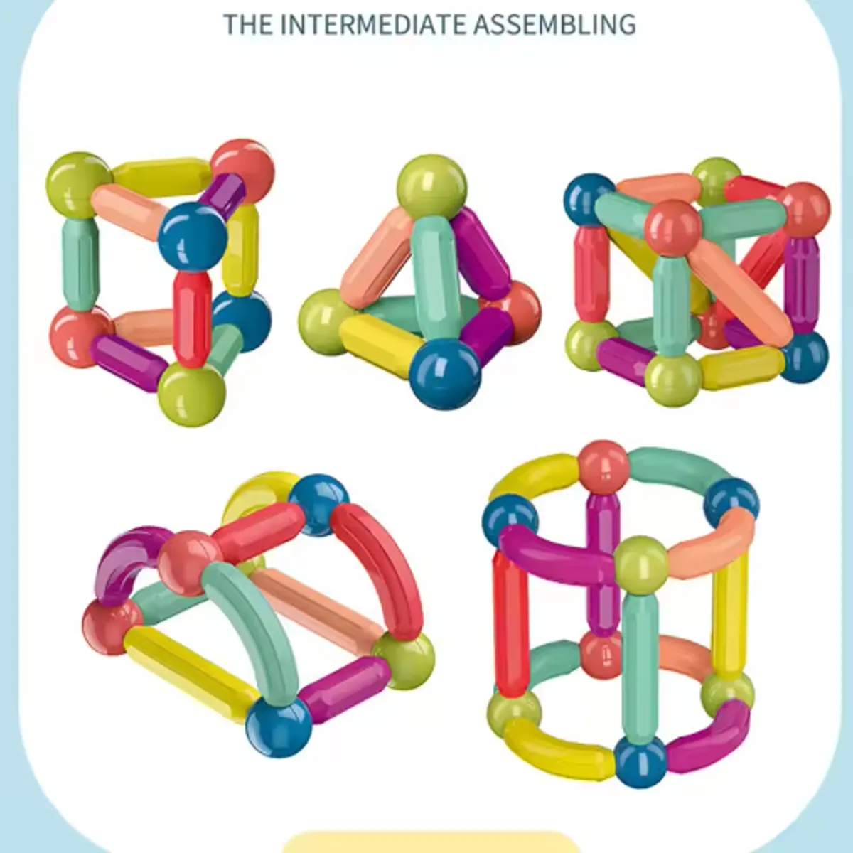 GENERICO - Bloques magnéticos didácticos de construcción de 64 piezas